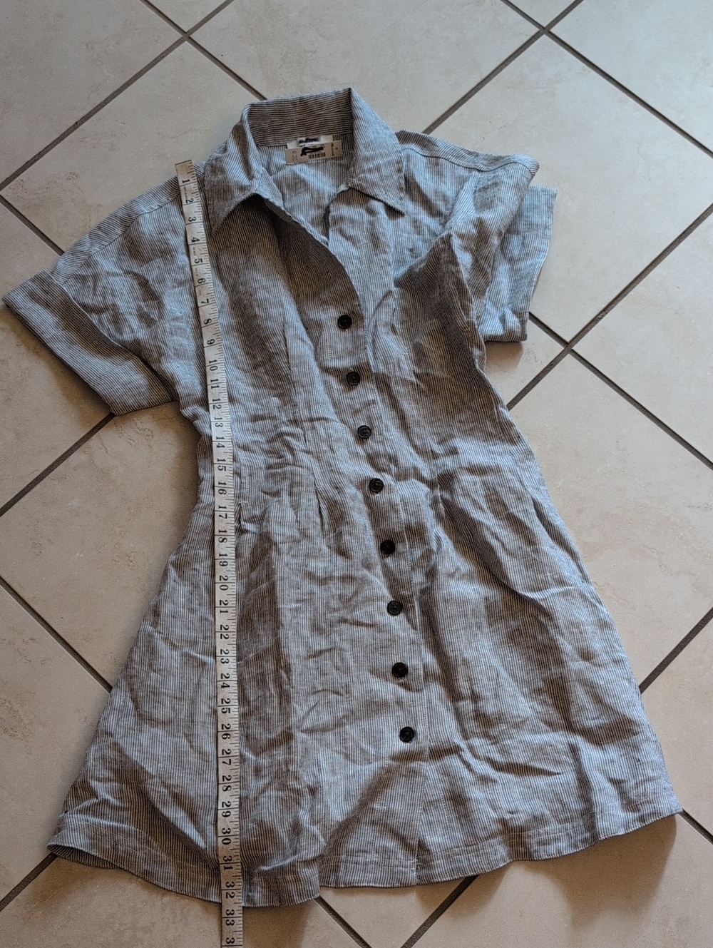 NWT Madewell Perry Mini Shirtdress Linen black white mini stripe Size L - Picture 7 of 11
